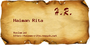 Haiman Rita névjegykártya